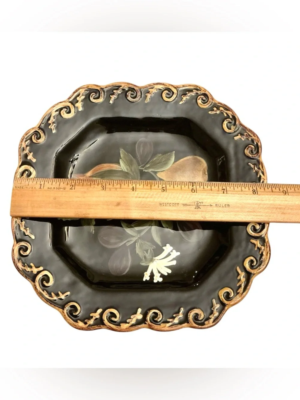 Raymond Waites Pompeii Fruit Salad/Dessert MCM Black Plates 8 1/2” Set of 4